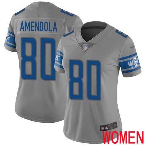 Detroit Lions Limited Gray Women Danny Amendola Jersey NFL Football #80 Inverted Legend->women nfl jersey->Women Jersey